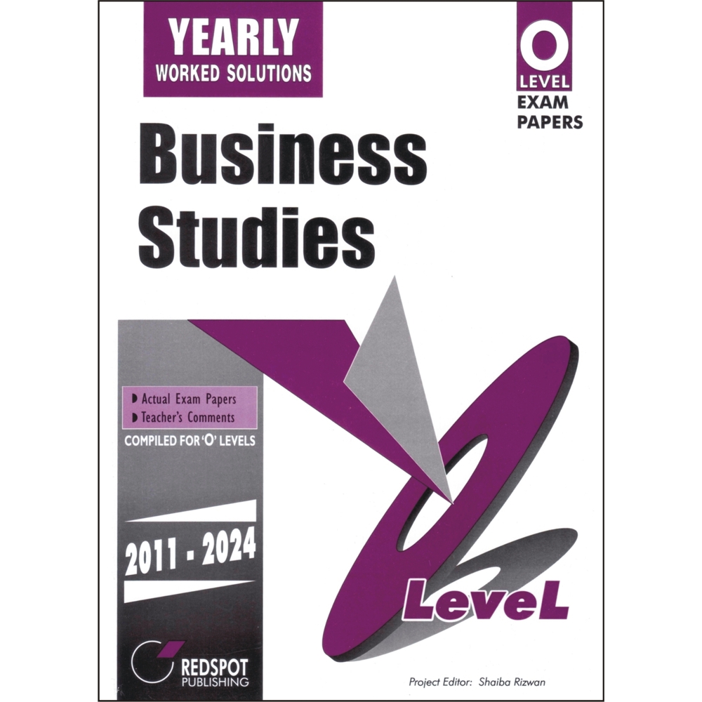 Cover of O Level Business Studies (Yearly) Solved Past Papers 2011–2024 including Paper 1 and Paper 2 with full worked solutions
