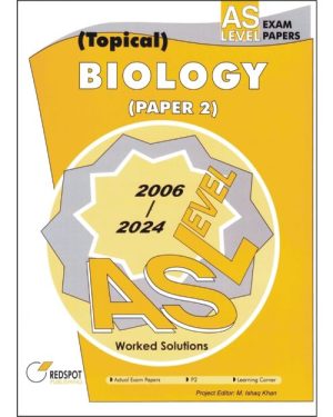 alt="AS Level Biology Paper 2 Topical Solved Past Papers 2006-2024 Book Cover, featuring a stylized animal cell diagram and a graph."