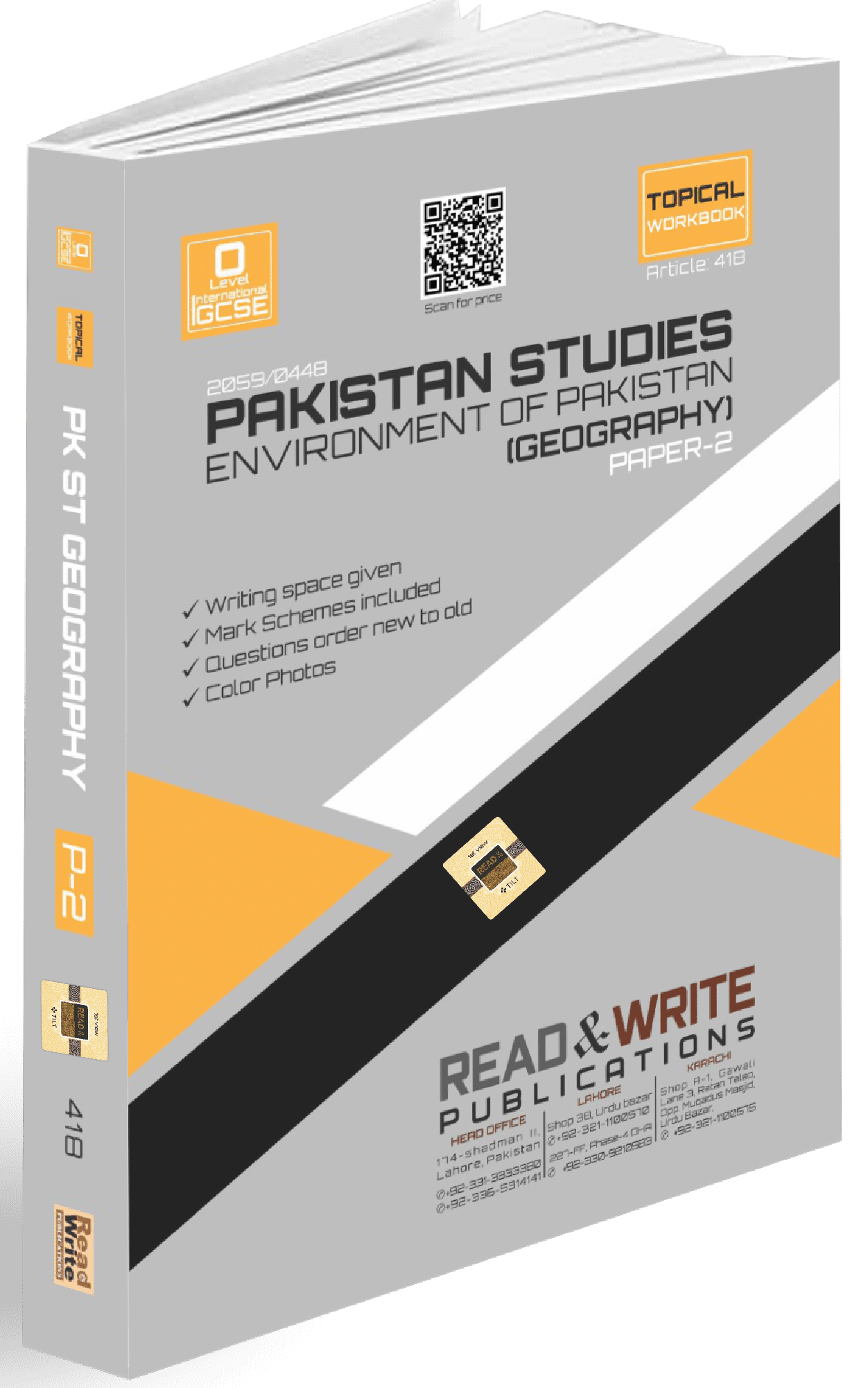 418 Pak Studies O-Level/IGCSE Paper2 Topical Workbook Subject code: 2059/0448 By Javed Kausar From 2013 Till Oct/Nov 2024