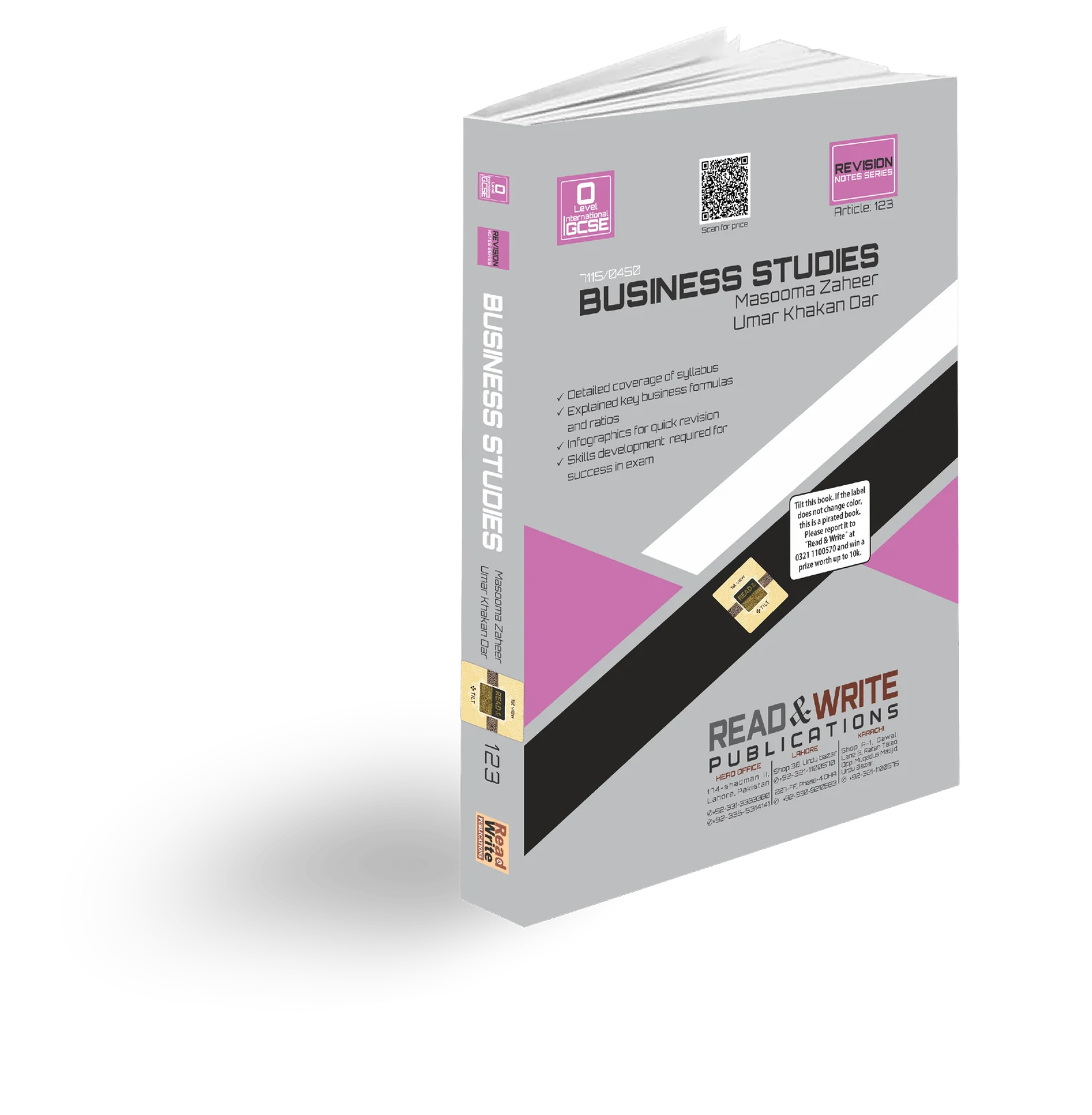 123 Business Studies O-Level/IGCSE Revision Notes Series by Masooma Zaheer – subject codes 7081, 7115, 0450