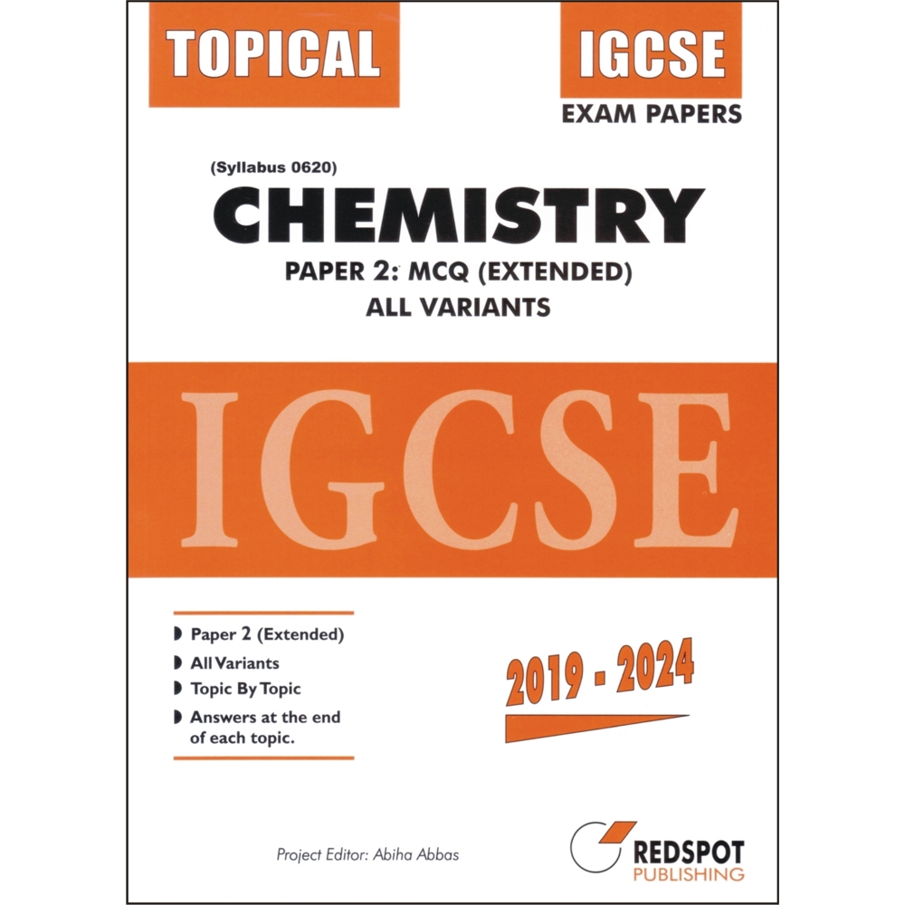 Cover of IGCSE Chemistry 0620 Paper 2 (Extended) Topical 2019–2024 All Variants Past Examination Questions with Answers at the End of Each Topic
