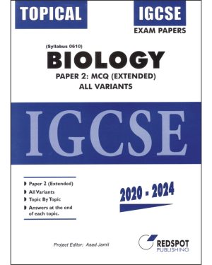 Cover of IGCSE Biology 0610 P2 Extended (Topical) All Variants 2020–2024 with answers given at the end of each topic
