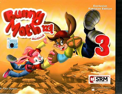 Bunny Maths 123! Workbook 3 by Paul W. Duncan – colorful early math workbook for kids focusing on counting, addition, subtraction, and problem-solving