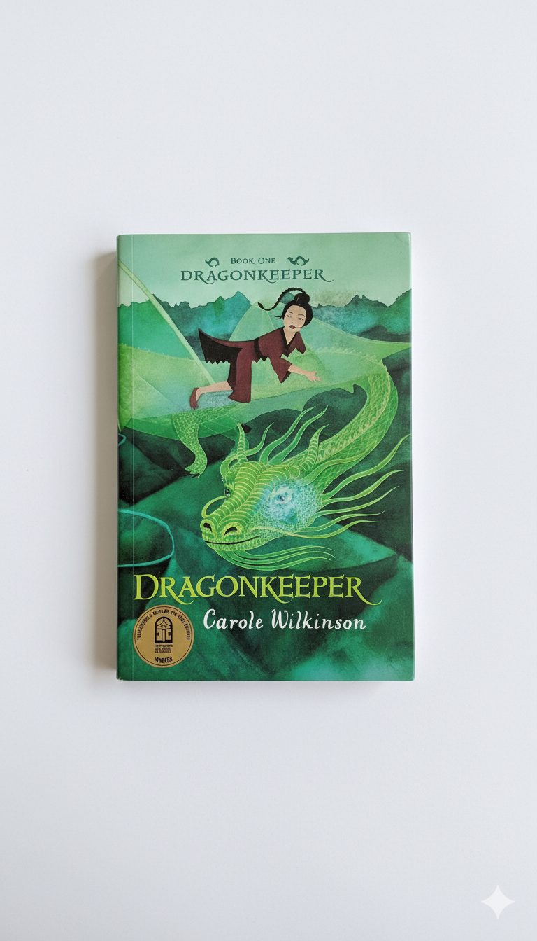 Book cover of Dragonkeeper (Book 1) by Carole Wilkinson – a fantasy adventure set in ancient China featuring a brave girl and a dragon.