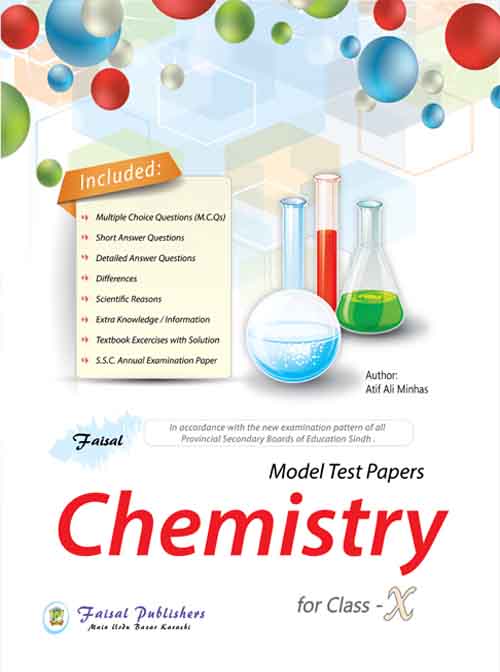 Cover of Faisal Model Test Papers Chemistry Grade 10 according to Sindh Textbook Board