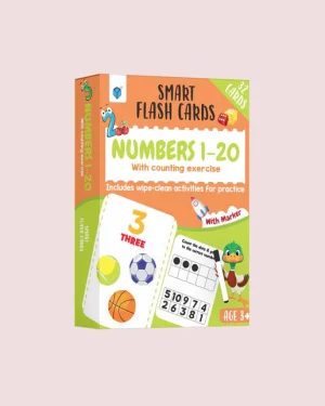 Smart Flash Cards: Numbers 1–20 with Counting Exercise by Shama Zain – colorful educational flash card set for teaching kids numbers and counting