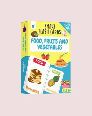 Smart Flash Cards: Food, Fruits & Vegetables by Shama Zain – colorful educational flash card set teaching kids about foods, fruits, and vegetables
