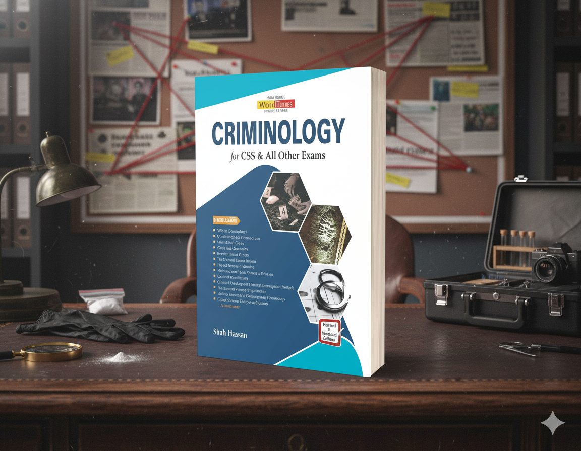 Cover of Criminology for CSS by Shah Hassan – Jahangir’s World Times (JWT) book for CSS optional subject preparation.