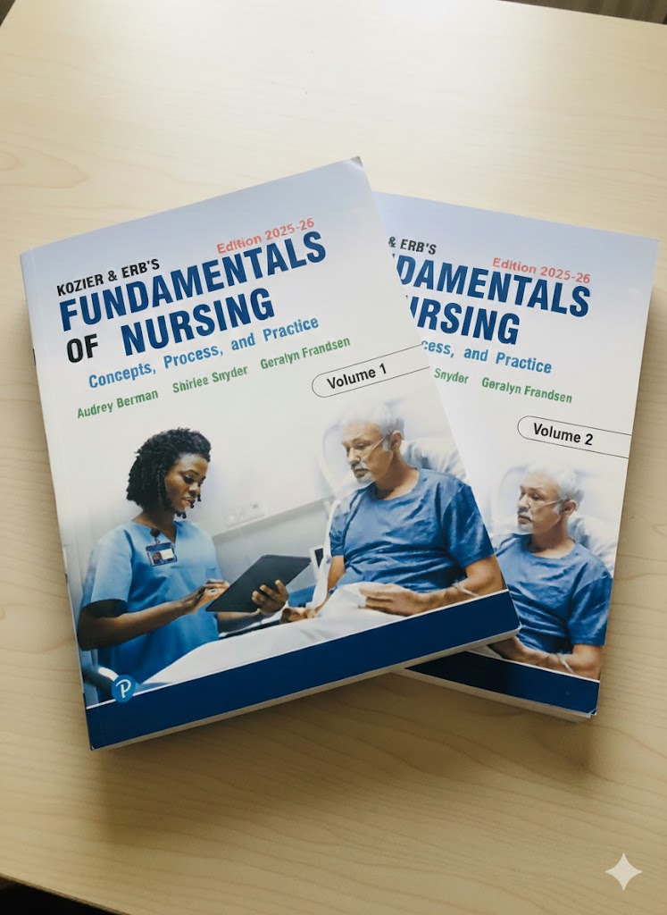 Cover of Kozier & Erb’s Fundamentals of Nursing 11th Edition Vol 1 & 2 (2025–26).