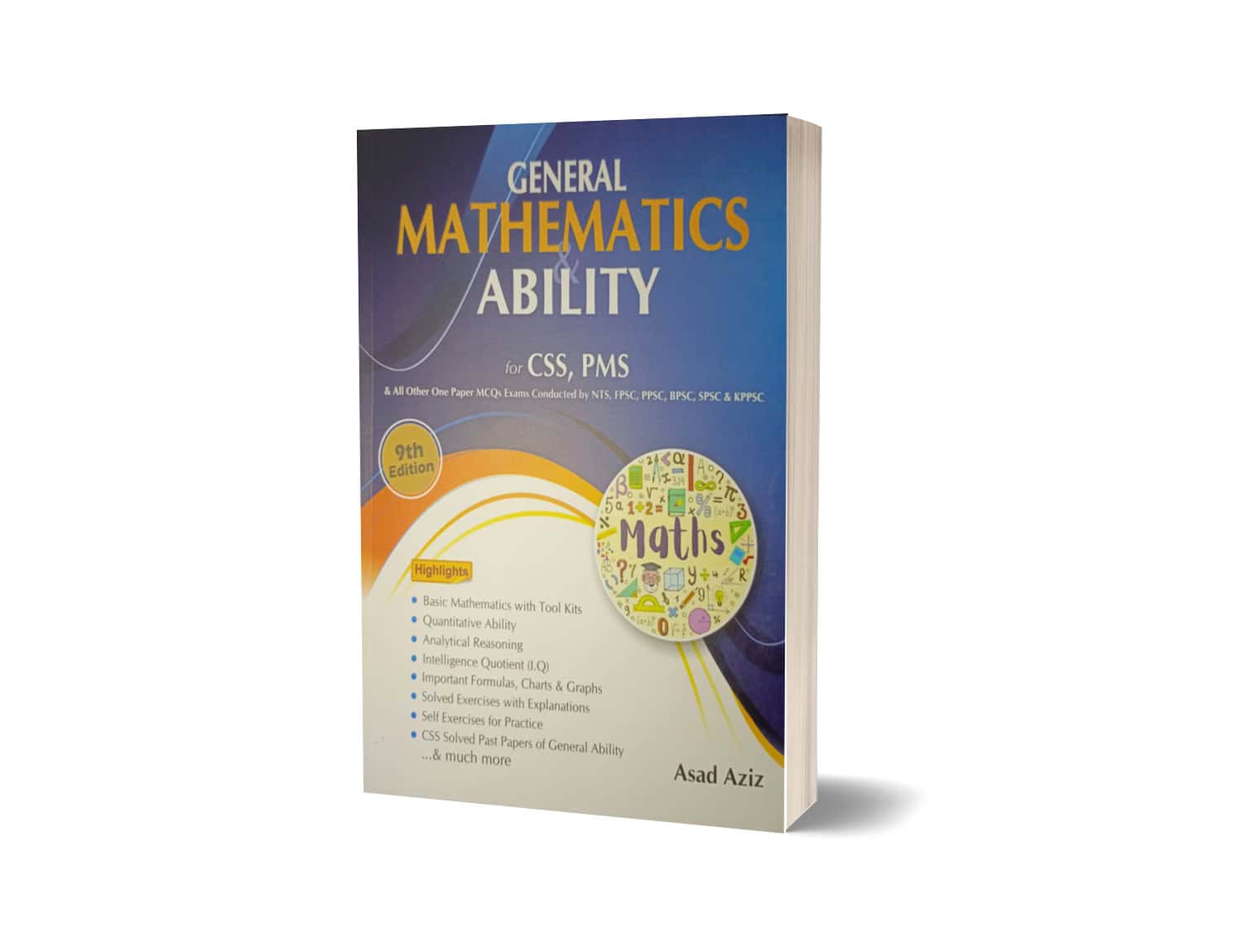 Cover of General Mathematics & Ability by Asad Aziz – JWT, comprehensive guide for CSS, PMS, and competitive exams with solved examples and practice questions.