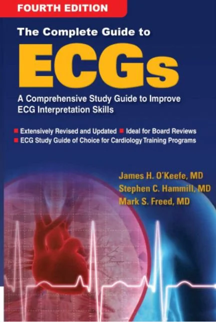 Cover of The Complete Guide to ECGs by James H. O’Keefe, showing a clinical ECG learning reference book.