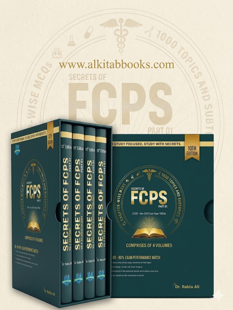 Secrets of FCPS Part 1 Past Papers 10th Edition by Dr Rabia Ali FCPS MCQ preparation book cover