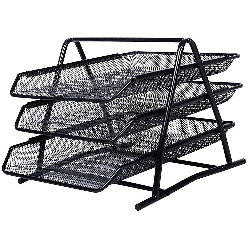 3 Tier Metal Mesh Document Tray for Organizing Office Files and Documents