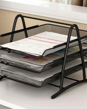 3 Tier Metal Mesh Document Tray for Organizing Office Files and Documents
