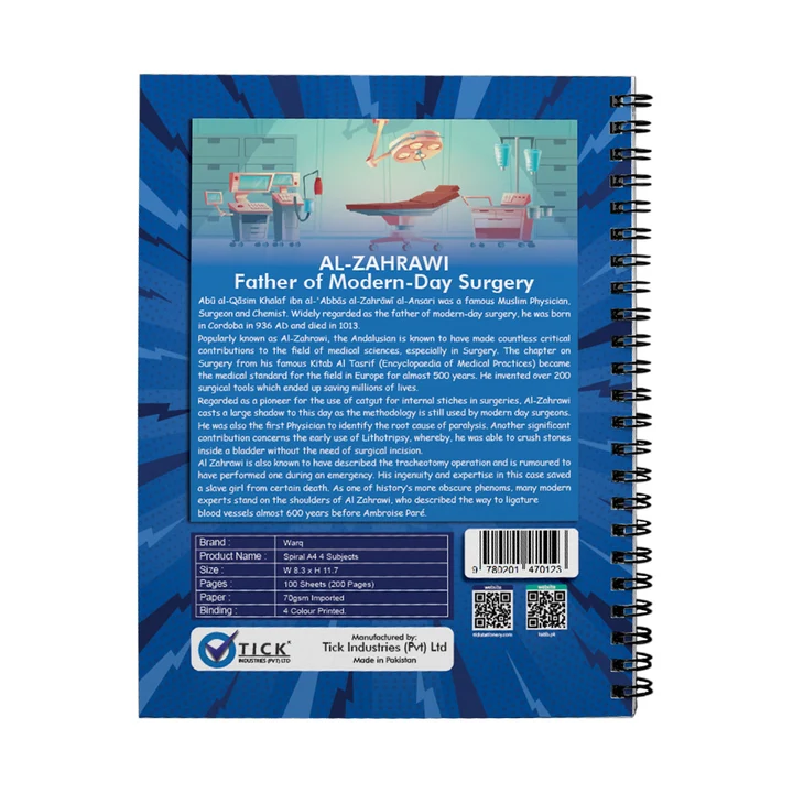 Warq 4 Subjects Spiral Notebook – 100 Sheets (200 Pages), Blue - Image 2